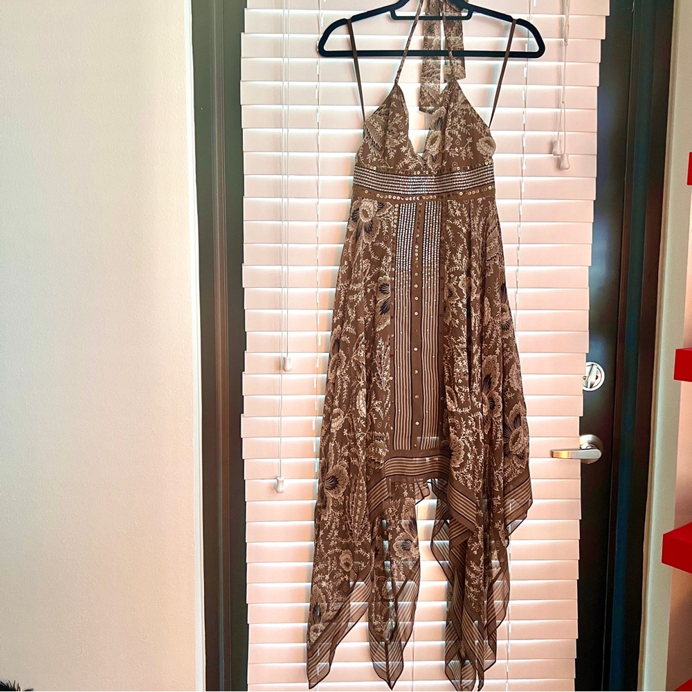 COPY - BCBG Max Azria Stunning Halter Handkerchief Dress with Sequin Accents!